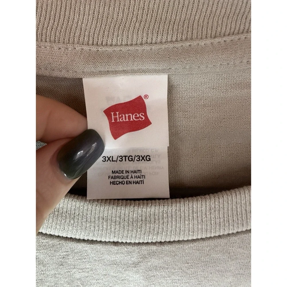 Hanes Men's 3XL‎ Khaki T-Shirt Lot of 2 Oversized Basic Crewneck